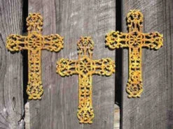 Cast Iron Crosses Set Of 3-Antique And Verde Finish -Pet Supplies Store 3verdicross 4