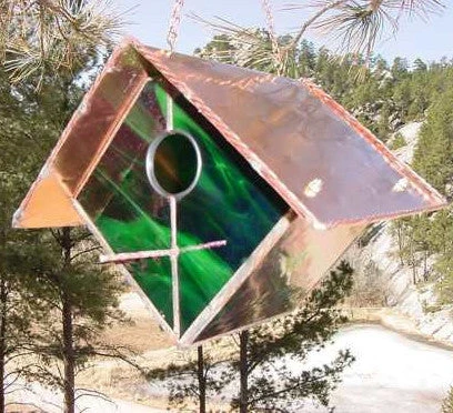 Copper-Stained Glass Birdhouse 4 Copper-Stained Glass Birdhouse - Image 4