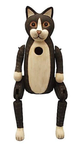 Black And White Tall Cat Birdhouse