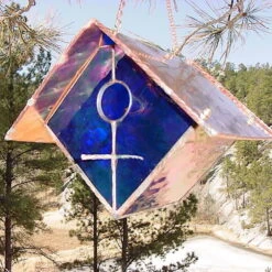 Copper-Stained Glass Birdhouse 10 Copper-Stained Glass Birdhouse -Pet Supplies Store Copper Stained Glass Birdhouse Blue