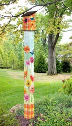 Birdhouse Art Poles 6 Ft. Post 14 Birdhouse Art Poles 6 Ft. Post -Pet Supplies Store Gerbera Daisy Birdhouse Pole
