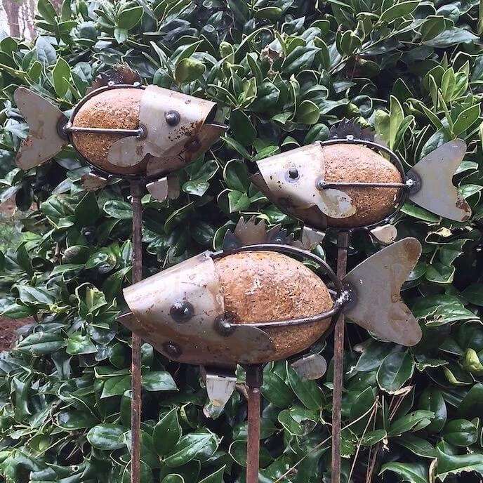 Rock Fish Garden Stakes Set/3 1 Rock Fish Garden Stakes Set/3
