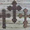 Cast Iron Crosses-Set Of 3 Dark With Verde Accents
