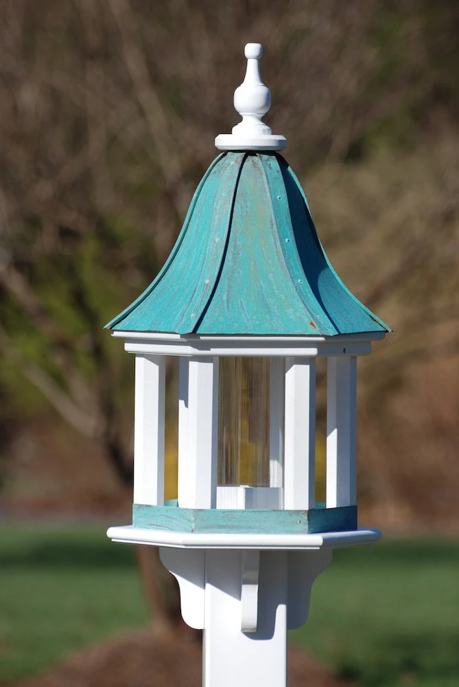 Copper Roof Bird Feeder Column Style - 28x12 1 Copper Roof Bird Feeder Column Style - 28x12