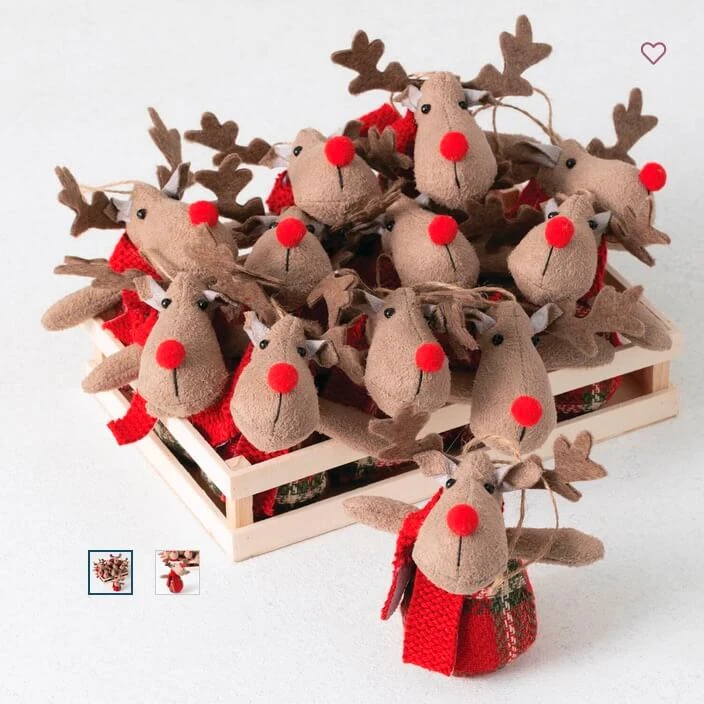 12 Reindeer Ornaments In Wood Crate 2 12 Reindeer Ornaments In Wood Crate - Image 2
