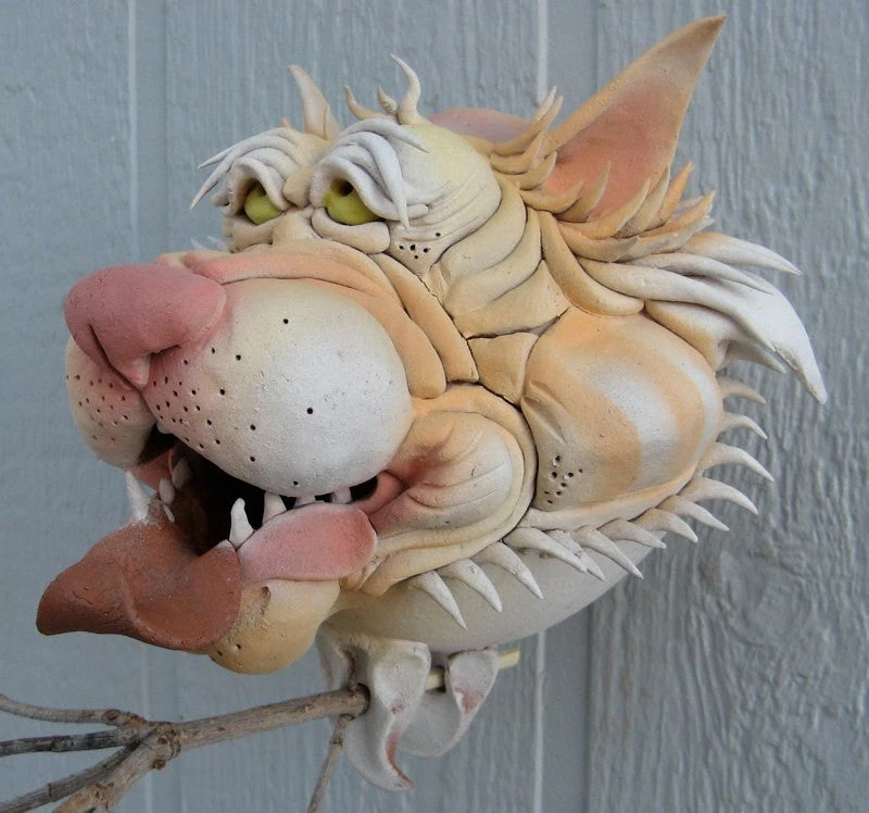 Orange Tabby Cat Ceramic Birdhouse 1 Orange Tabby Cat Ceramic Birdhouse